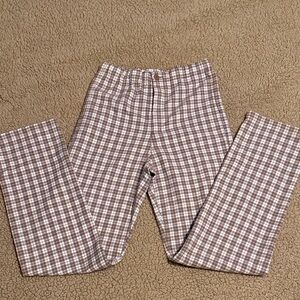 Brandy Melville Tan and White Plaid Pants